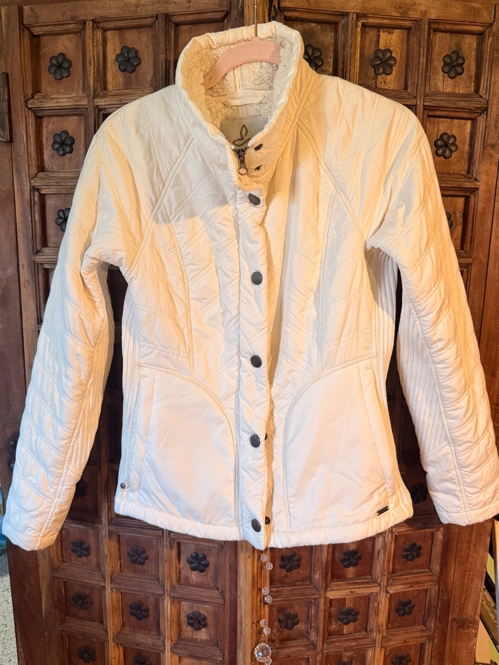 Prana Cream Quilted Ski Jacket